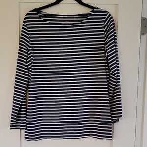 Vineyard Vines Navy and White Striped Long Sleeve Tee